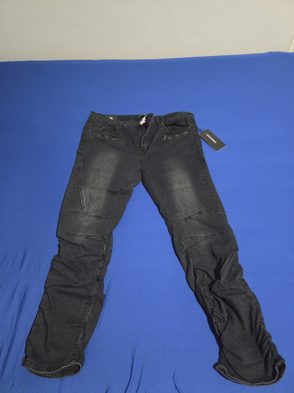 American Bazi Black Moto-Style Low Rise Skinny Jeans
